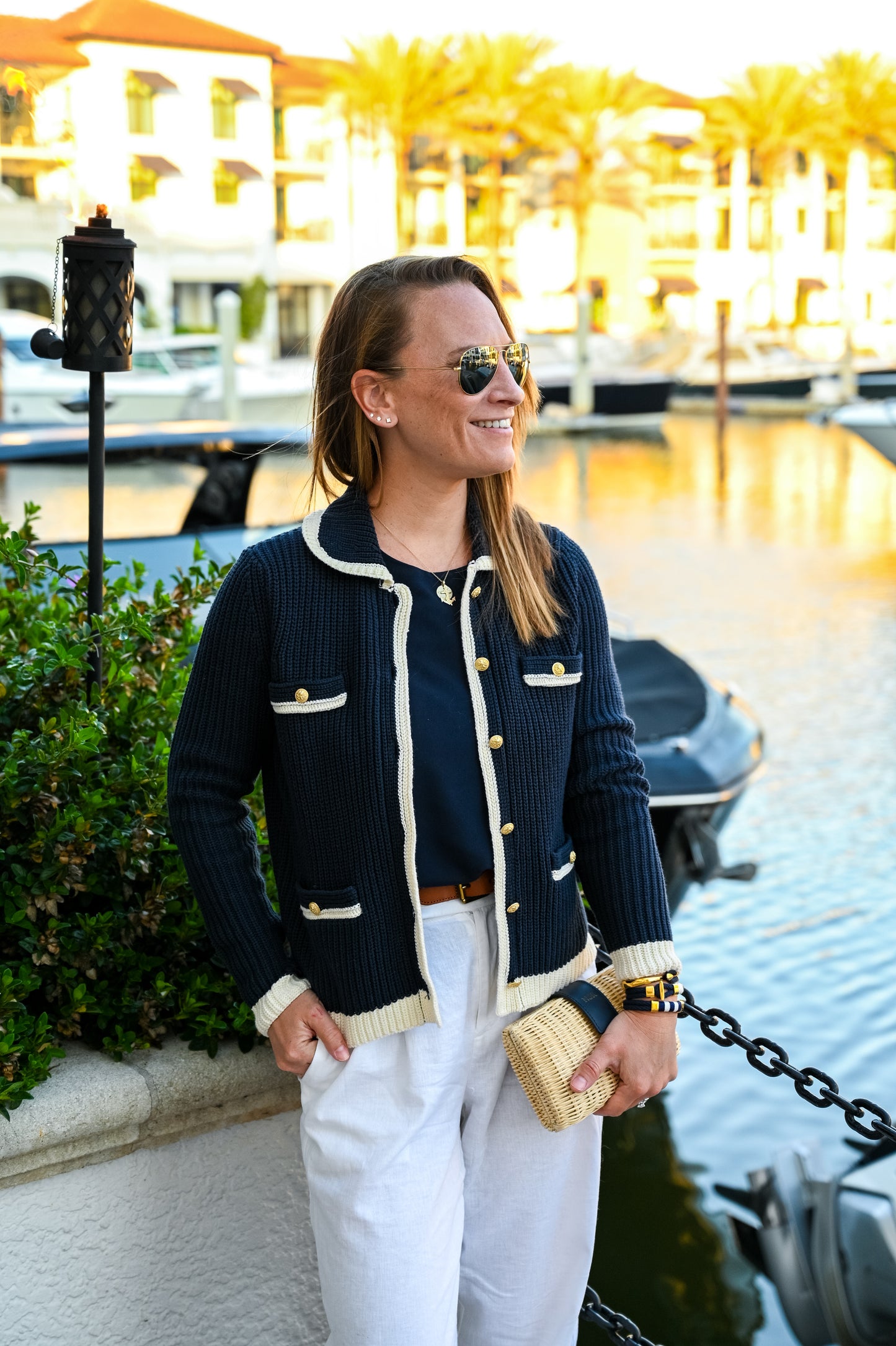 Women's Navy/Ivory Lady Cardigan