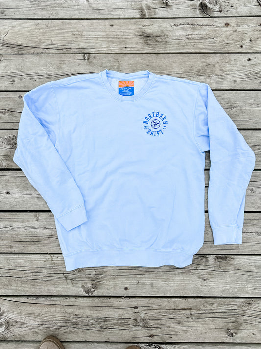 Sun-washed Varsity Crewneck - Clearwater Blue