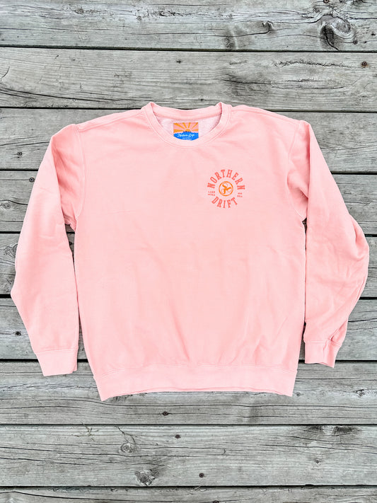 Sun-washed Varsity Crewneck - Coral Reef