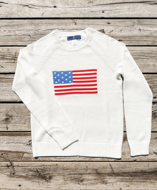 Women's American Flag Sweater - Ivory