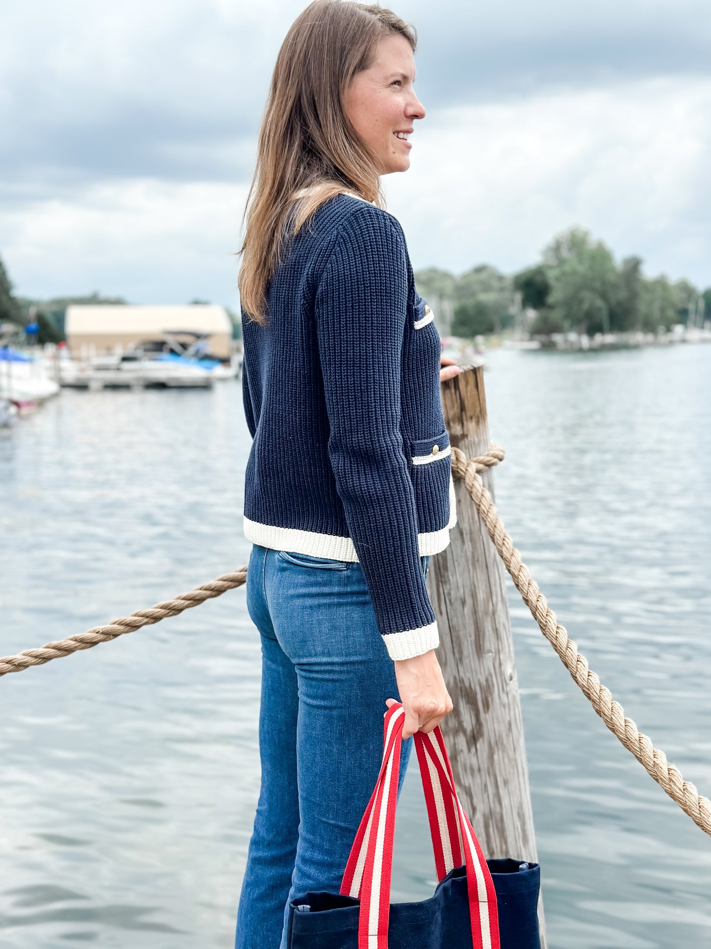 Women's Navy/Ivory Lady Cardigan