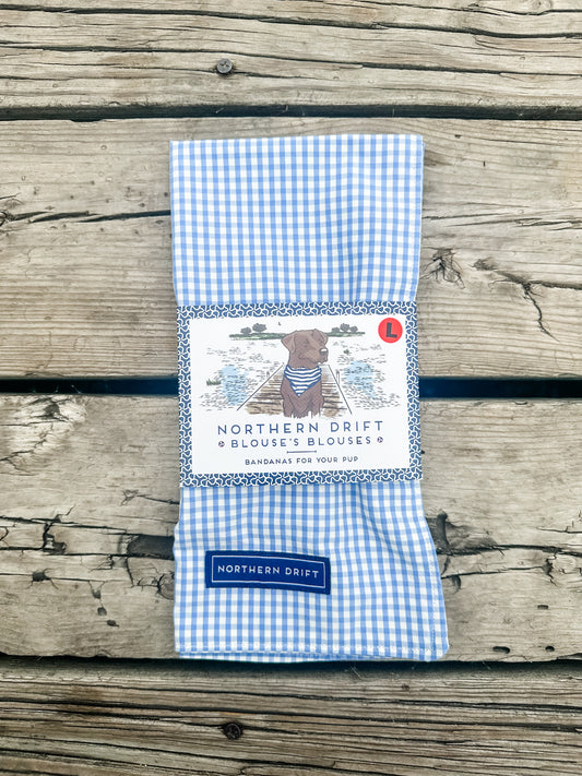 Light Blue Gingham Dog Bandana