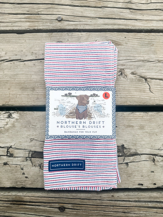 Red, White, & Blue Striped Dog Bandana