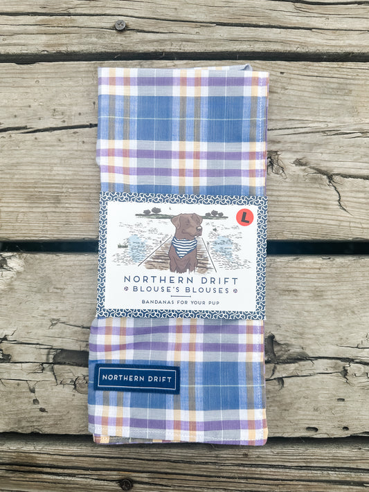 Purple & Blue Plaid Dog Bandana