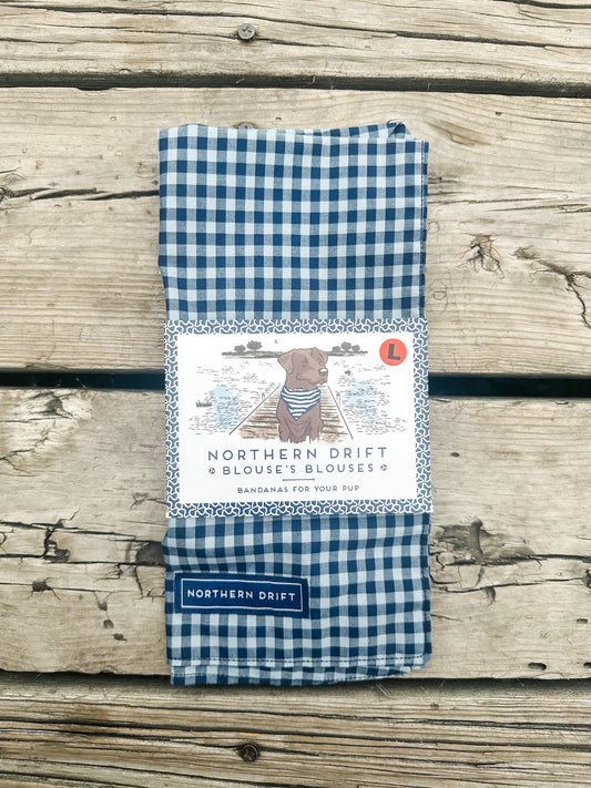 Navy Gingham Plaid Dog Bandana