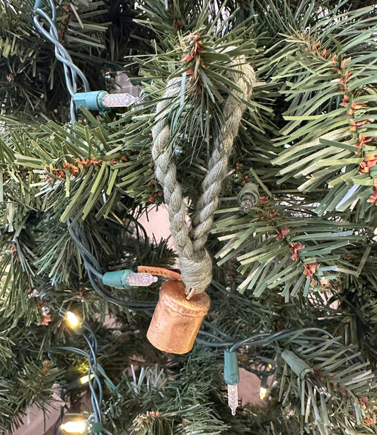 Golden Eucalyptus Tin Bell Ornament by Knots by Kerri