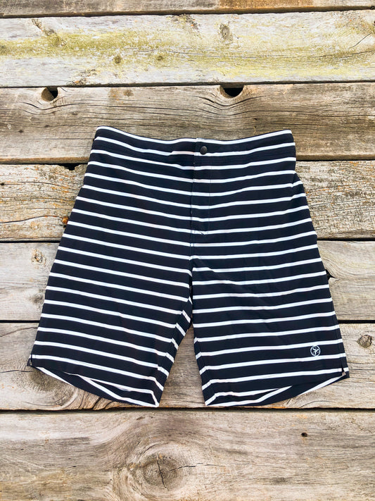 Men's Navy Striped Boat Shorts