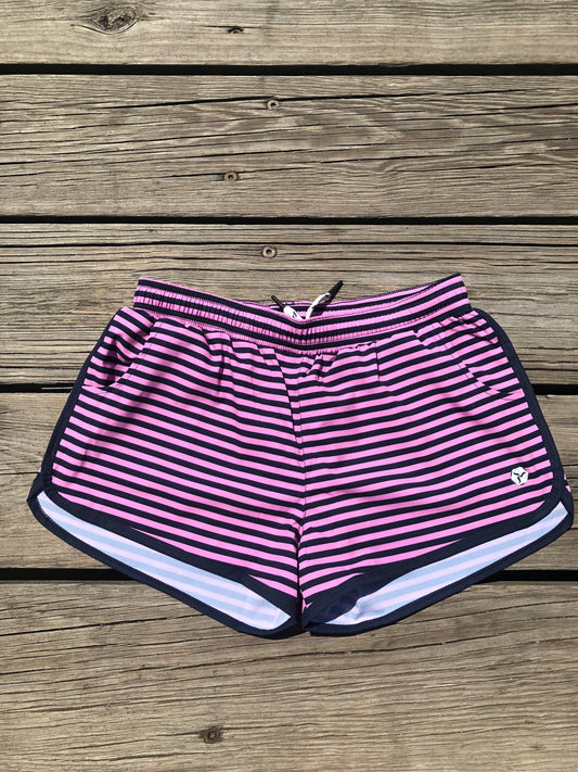 Pink/Navy Stripe Print Shorts