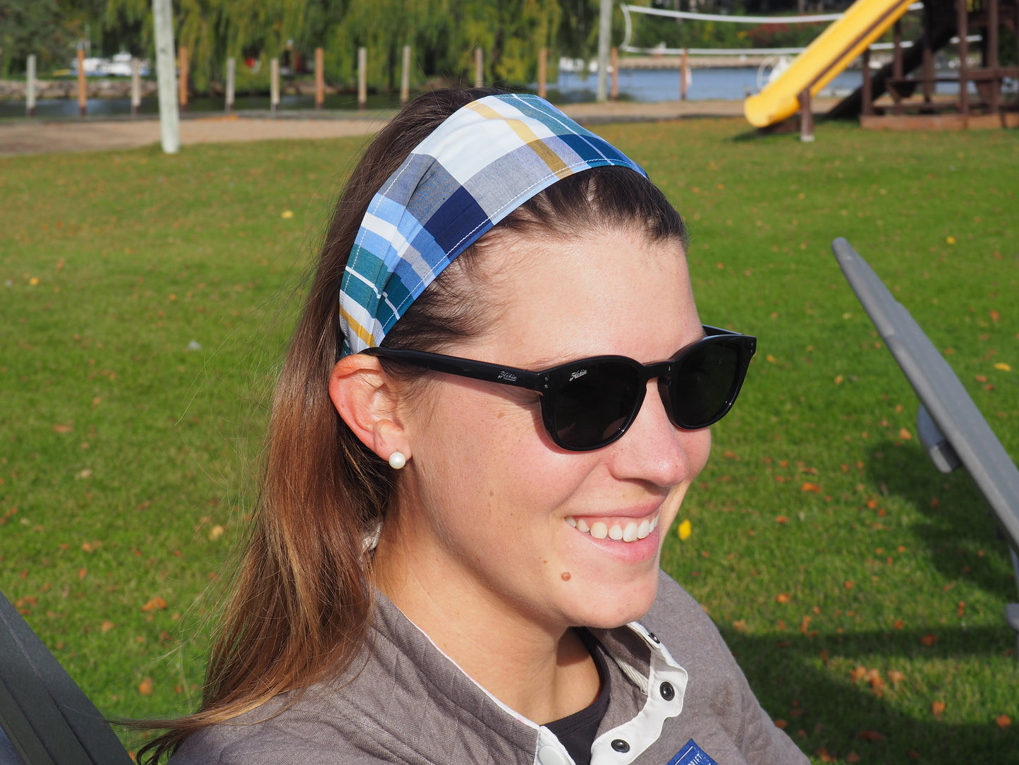 Blue Plaid Headband