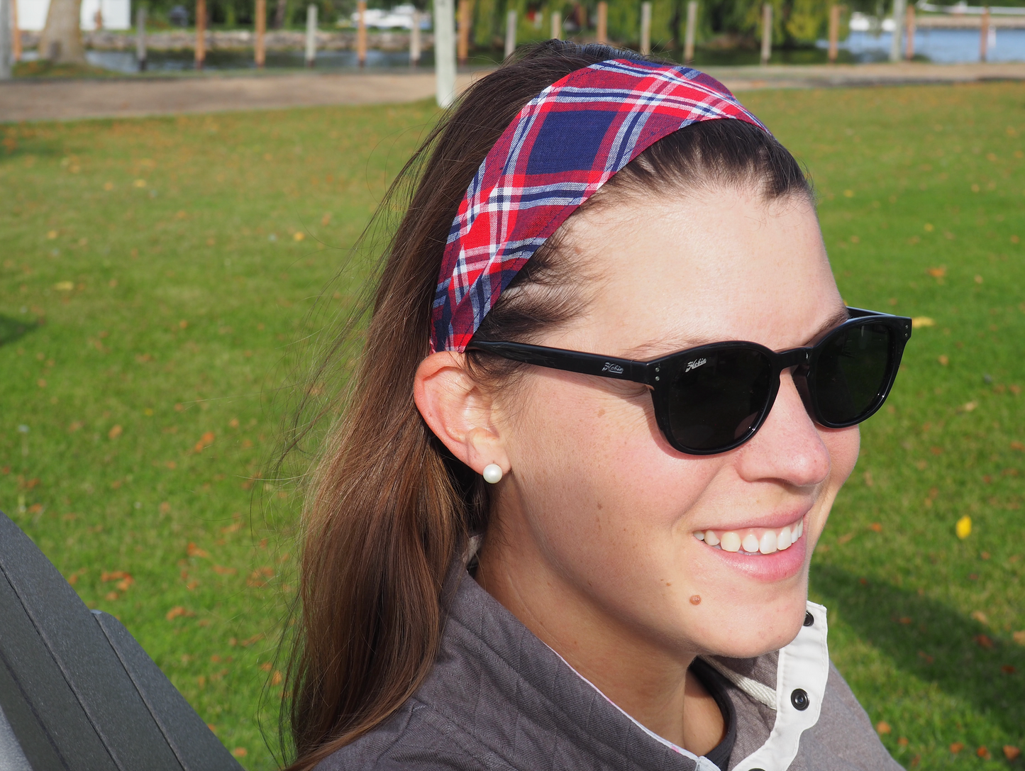 Red & Navy Plaid Headband