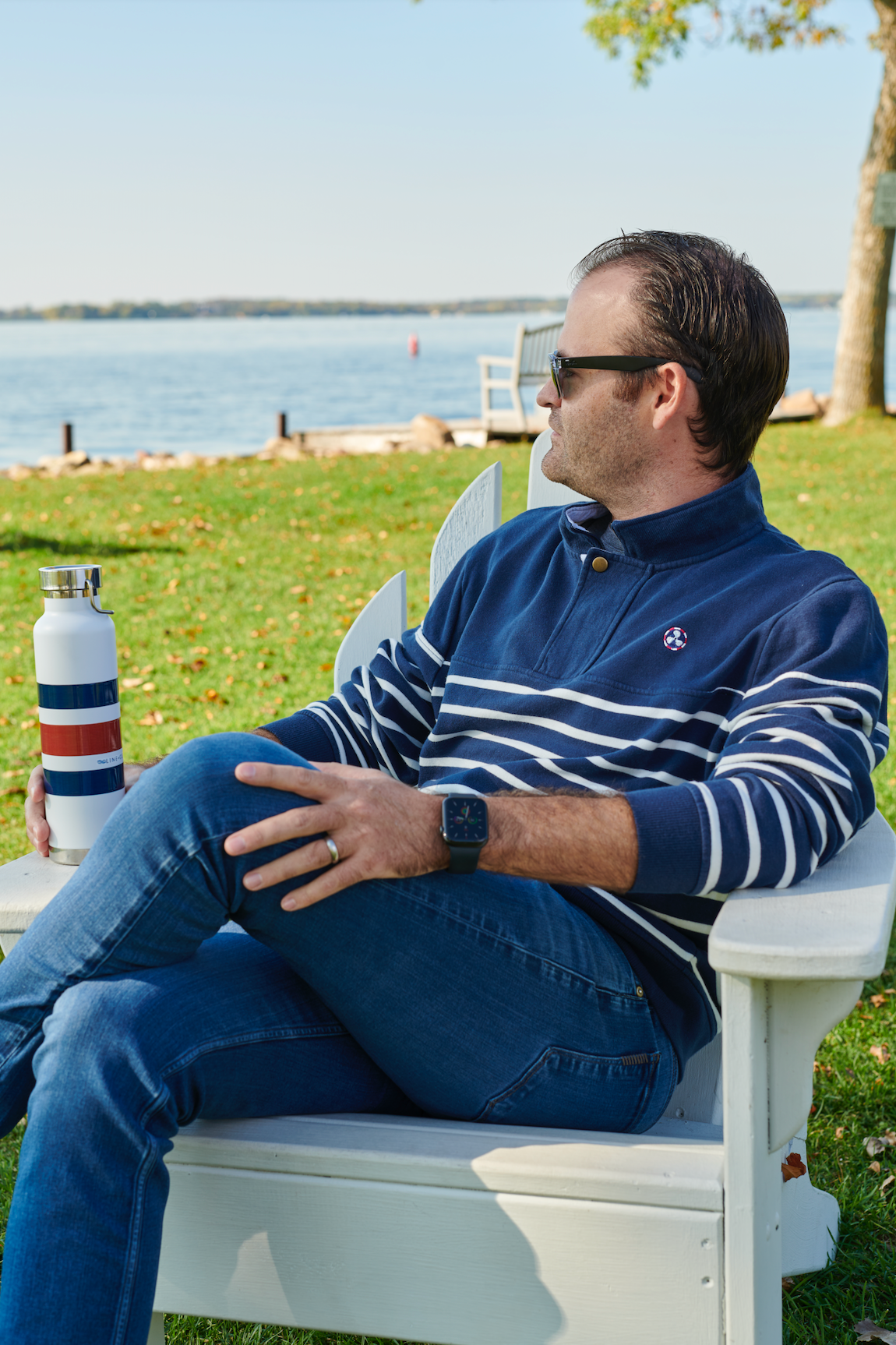 Navy Stripe Mackinac Quarter Zip