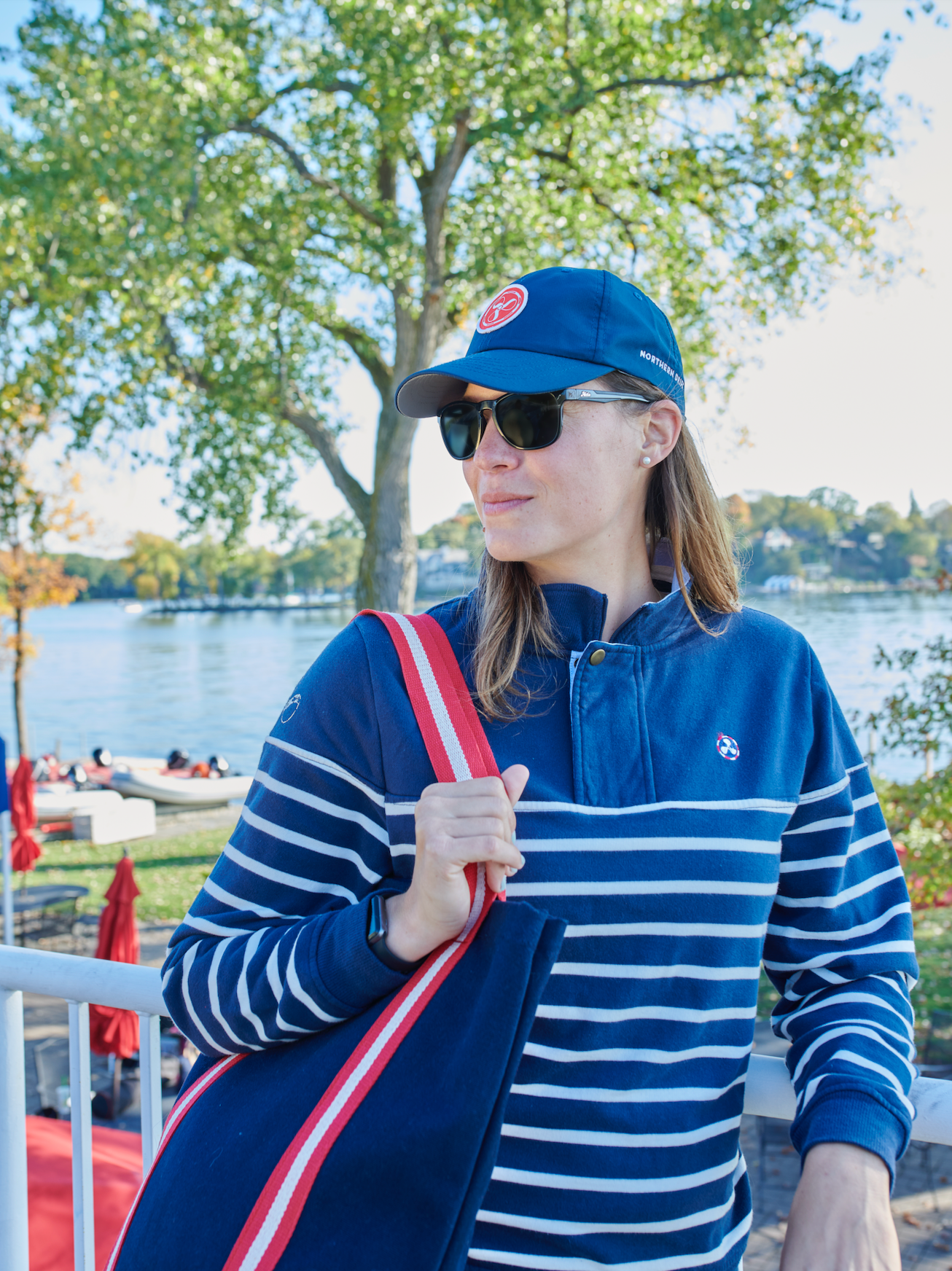 Navy Stripe Mackinac Quarter Zip