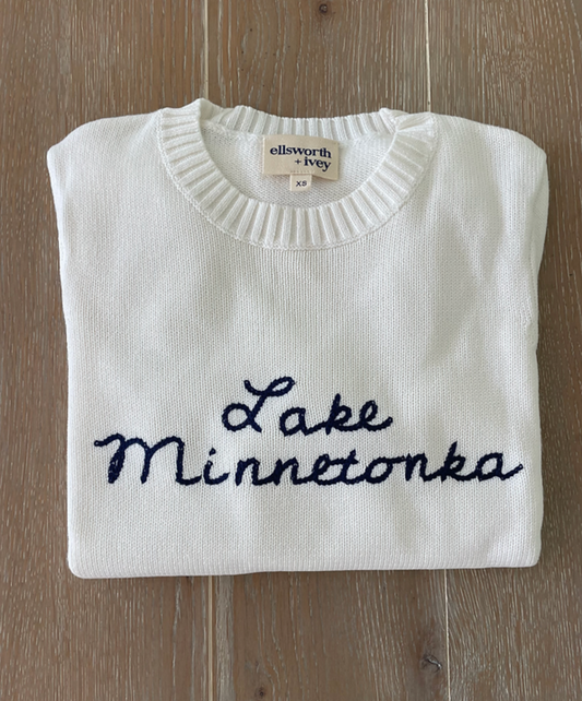 Women's Ivory Stitched Lake Minnetonka Sweater