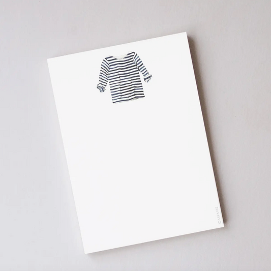 Navy + White Striped Shirt Notepad by Sara Fitz