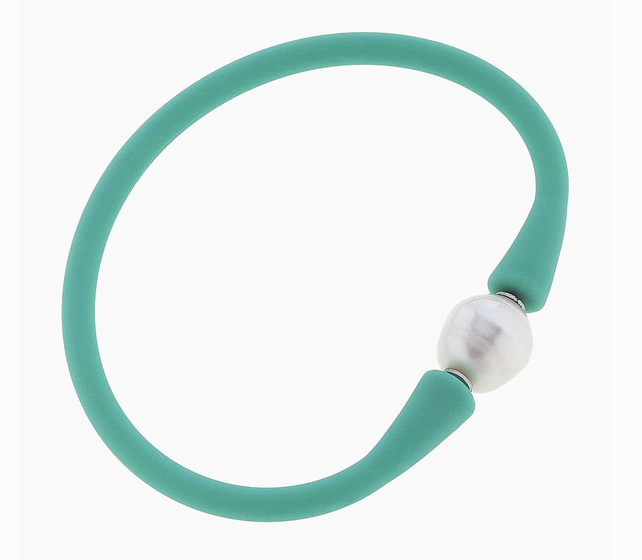 Mint Freshwater Pearl Silicone Bracelet by Canvas Style