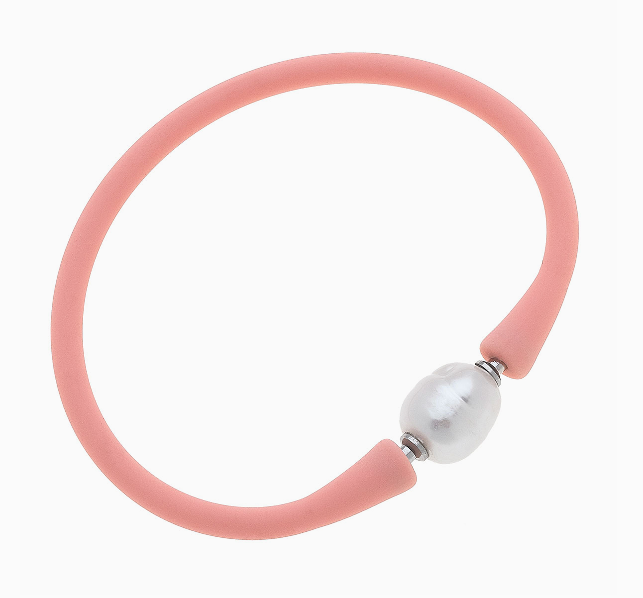 Light Pink Freshwater Pearl Silicone Bracelet by Canvas Style