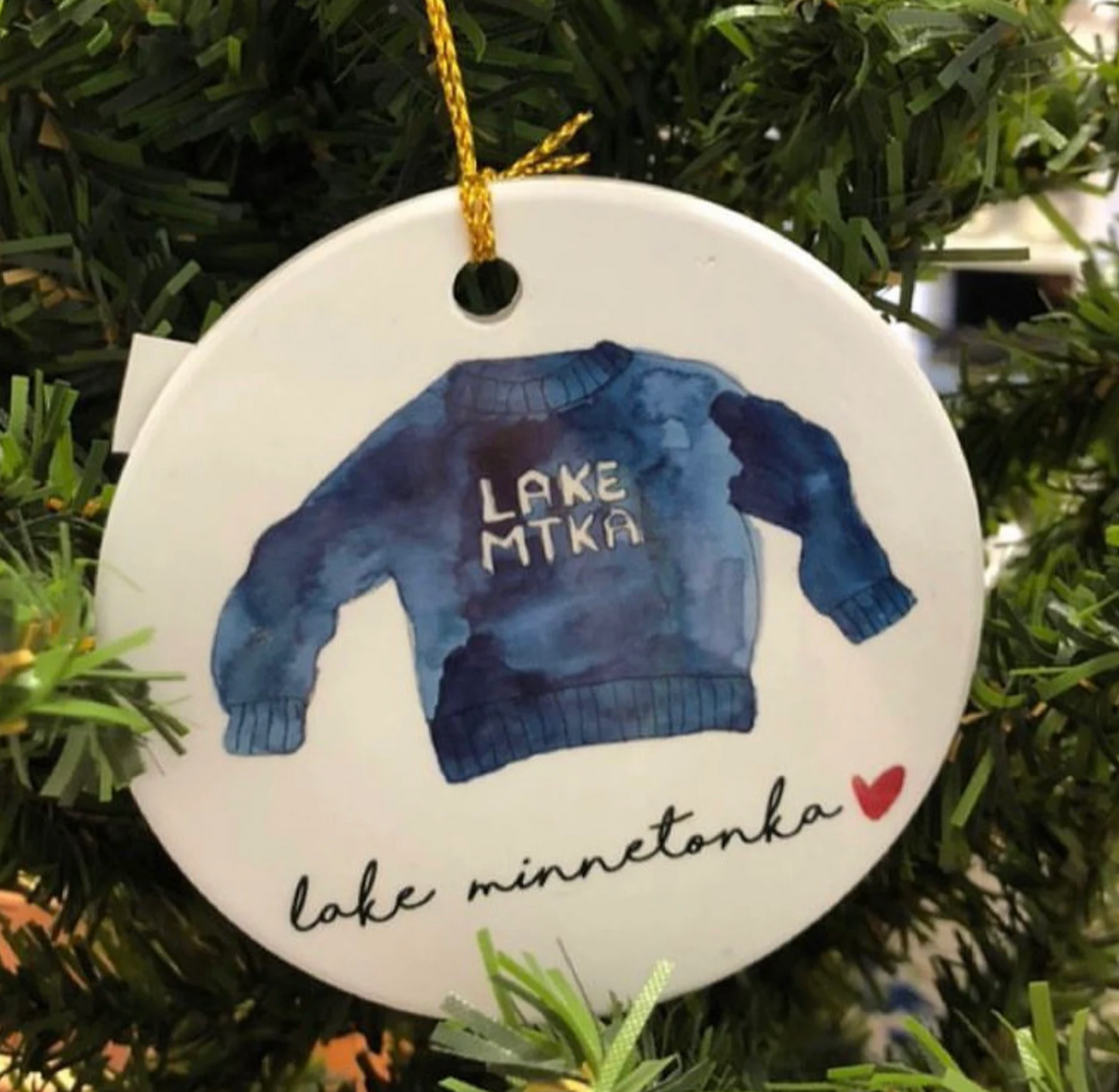 Lake MTKA Sweater Ornament by 213 Water