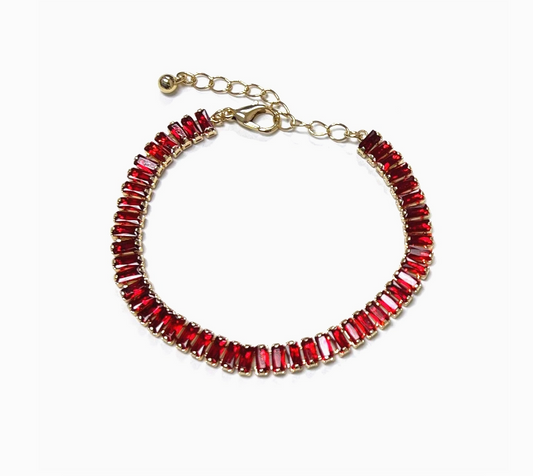 Red Baguette Tennis Bracelet by Starry NYC