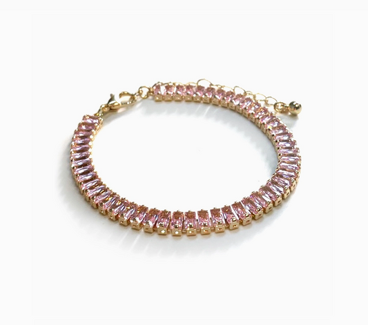 Pink Baguette Tennis Bracelet by Starry NYC